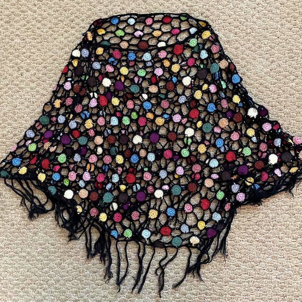 90s Y2k Rainbow Poncho